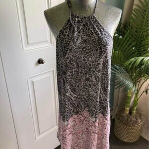 Small summer dresses (5) Halter Neck Sleeveless Midi Sundress cold shoulder mix